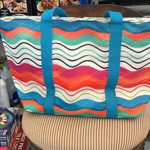 Colorful Wave Pattern Tote insulated  Bag. Perfect for beach,picnic.foodshopping